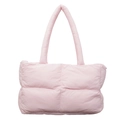Chic pink quilted puffer tote bag with soft padded straps for comfortable shoulder carry - Pink
