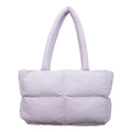 Quilted lavender tote bag with lightweight puff padding and large capacity design - Purple