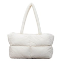Quilted off-white puffy shoulder bag with large capacity and cloud-like texture - Off White