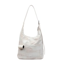 Off-White halbmondförmige Tasche mit Pixel-Muster und verstellbarem Schultergurt - Gebrochenes Weiß