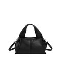 Elegant black lychee textured cloud handbag with detachable shoulder strap for women - Black