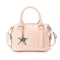 Pale pink retro baguette bag with elegant silver starfish pendant and shoulder strap - Pink