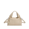 Beige dumpling handbag with lychee pattern leather and detachable shoulder strap - Apricot