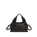 Dark coffee litchi grain cloud tote bag with thin shoulder strap and silver metal buckle - Dark Coffee