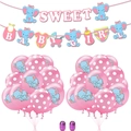 Pink Baby Girl shower banner with sweet elephant design and polka dot balloons set - Pink Elephant Banner+10 Pink Elephant+10 Pink Polka Dot+Ribbon