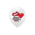 Weißer Latexballon zum Valentinstag mit roten Lippen und Happy Valentine's Day Aufdruck - Weißes Festliches (Happy Valentine's Day)