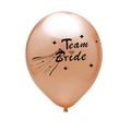 12-inch rose gold metallic Team Bride balloon with diamond and star graphics for weddings - Wedding Dress Team Bride Rose Gold