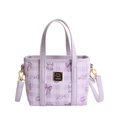 Light purple crossbody bucket bag with cartoon prints and golden cat metal logo - Large / Purple