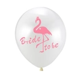 White latex balloon with pink flamingo and Bride to be text for wedding party decor - Bride To Be White