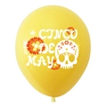 Ballon de fête jaune Cinco De Mayo avec motifs de crâne et décors floraux - Jaune