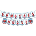 Striscione CONGRATS NURSE in carta con simboli medici per decorazioni festa infermieri - Banner (15 Carte)