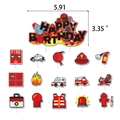 Set da 16 decorazioni per torta pompiere con camion dei pompieri e banner compleanno - Topper per torta