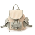 Vintage-Rucksack aus Kunstleder in Beige und Grün mit praktischem Kordelzugverschluss - Blau