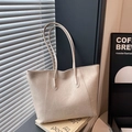 Grande borsa tote bianco crema con trama marmorizzata e sottili spalline da donna - Bianco
