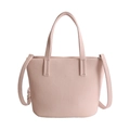 Pink faux leather bucket bag with pebble texture and detachable shoulder strap - Pink