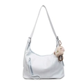 Sac hobo minimaliste en cuir PU bleu clair avec bandoulière et breloque alpaga mignon - Avec Pendentif / Bleu