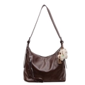 Sac hobo marron foncé en similicuir avec grande capacité et charmant pendentif alpaga - Avec Pendentif / Café
