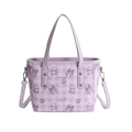 Grand sac cabas lavande avec motifs de chats et nœuds et bandoulière amovible - Avec Pendentif / Violet