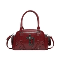 Borsa gotica rosso vino con croce in metallo vintage, borchie e catena decorativa - Rosso