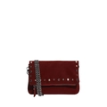 Retro burgundy crossbody bag with silver studs and chain strap in a matte finish - Red