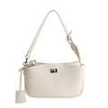 Minimalistische cremeweiße Schultertasche mit silbernem Drehverschluss und Gurt - Weiß