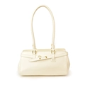 Bolso de hombro retro blanco crema en cuero sintético con elegantes hebillas doradas - Blanco