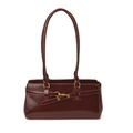 Bolso de hombro retro en charol burdeos con detalle de hebilla dorada vintage - Burdeos