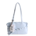 Grand sac cabas bleu clair minimaliste avec détails plissés et breloque chiot - Avec Pendentif / Bleu