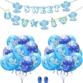 Kit Baby Shower elefante blu con striscione It's a Boy e palloncini con coriandoli - Set Elefante Blu Paillettes (Senza Palloncino Alluminio)