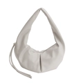 Bolso croissant plisado chic en blanco crema con correa de hombro minimalista - Blanco