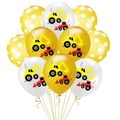 Kit de ballons 12 pouces thème chantier avec motifs pelleteuse pour fête d'anniversaire - Style 3 Blanc 3 Jaune Et 4 Jaune à Pois