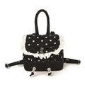 Mochila negra de lunares con bordes de encaje blanco y detalle de lazo suave - Negro