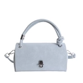 Schicke hellblaue Baguette-Tasche aus Plissee-PU-Leder mit Knotengriff und Silberverschluss - Blau