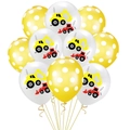 Lot de ballons de fête 12 pouces thème chantier avec motifs pelleteuse et bulldozer - Style 5 Blanc Et 5 Jaune à Pois