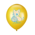 12-inch yellow latex cat balloon with Meow text for pet birthday party decorations - Yellow Yarn Cat Style