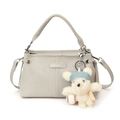 Borsa a tracolla in ecopelle grigio chiaro con ciondolo a orsetto e cinturino - Con Ciondolo / Grigio