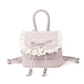 Mini mochila lavanda de lunares con encaje y lazo para un estilo diario dulce y trendy - Morado