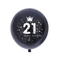 Dettaglio palloncino in lattice nero 12 pollici con stampa bianca 21 anni e compleanno - 21 Nero