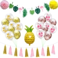 Tropisches Party-Deko-Set mit Flamingo-Banner, Ananas-Ballon und bunten Latex-Luftballons - Kokospalme Bikini Set