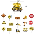 Construction theme cake toppers set with excavators and happy birthday signs - Cake Topper