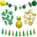 Tropisches Hawaii-Party-Set mit Flamingo-Banner, Ananasballon und Kaktus-Latexballons - Kaktus Kokospalme Set