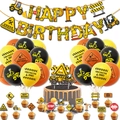 Kit decorazioni compleanno cantiere con striscione happy birthday e palloncini ruspa - Nuovo Set Veicoli da Cantiere