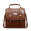 Bruine vintage rugzak van PU-leer met zilveren gespen en verstelbare riem - Bruin