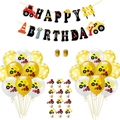 Construction party kit with Happy Birthday banner, dump truck balloons and cake toppers - Set 7 (12 Excavator, 8 Polka Dots, Banner, 2 Ribbons, 12 Cake Toppers)