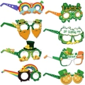 Set di 8 occhiali di carta per San Patrizio con quadrifogli e arcobaleni della fortuna - US 8 / Verde