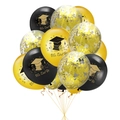 Abschlussballons in Gold und Schwarz mit We Did It Aufdruck und Goldkonfetti-Füllung - Kleines Set Gold Schwarz Goldene Pailletten