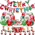 Set decorazioni natalizie con striscione Merry Christmas, palloncini e topper torta - Camino Natale D