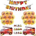 Komplettes Feuerwehr-Geburtstagsset mit Ballons, Bannern und Partydekorationen - Feuerwehrauto Ballon Banner Set Mit Tortenaufsätzen (4944693268583)