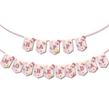 Bunte Muttertags-Girlande mit Blumenmustern und rosa Aufhängebändern für Partys - Banner