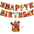 Striscione di buon compleanno a tema vigili del fuoco con decorazioni per feste di bambini - Banner